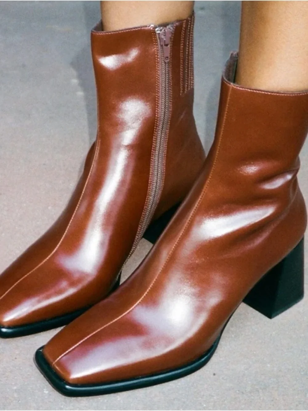 Jeffrey Campbell Sherpal Square Toe Boots in Reddish Brown - Picture 1 of 5